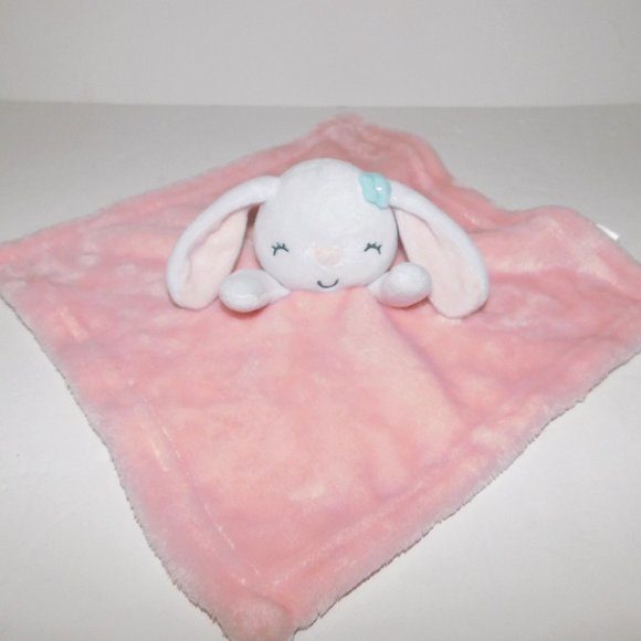 Baby's First Nemcor Pink White Plush Bunny Rabbit Security Blanket Baby Lovey - Picture 1 of 5